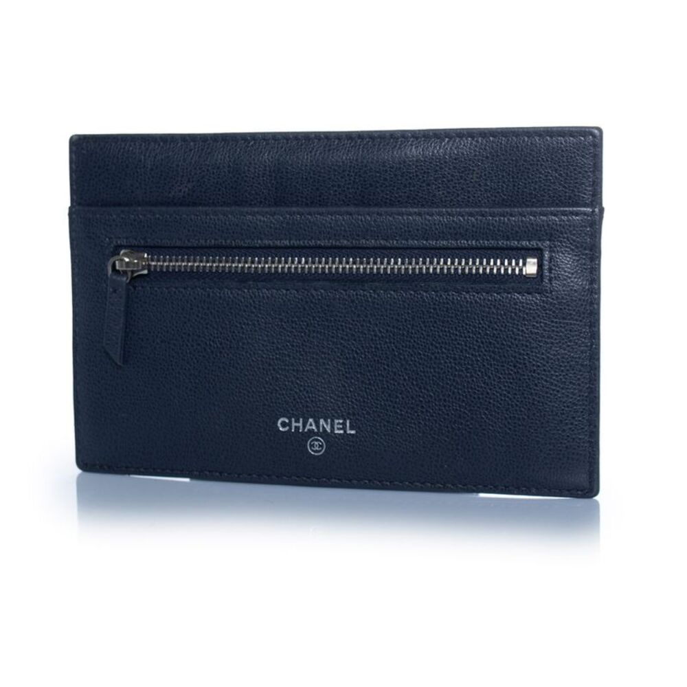 Chanel, blue leather zip wallet with card slot